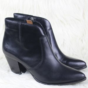Frye Jennifer Black Leather Ankle Booties